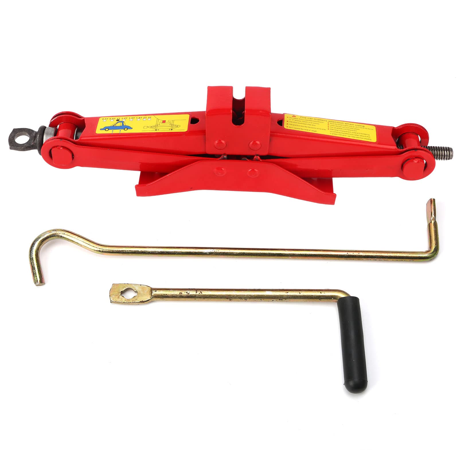 Scissor Jack Professional Car Trunk Reifen Eisengriff Hebewerkzeug rot für draußen (1T) von EVTSCAN