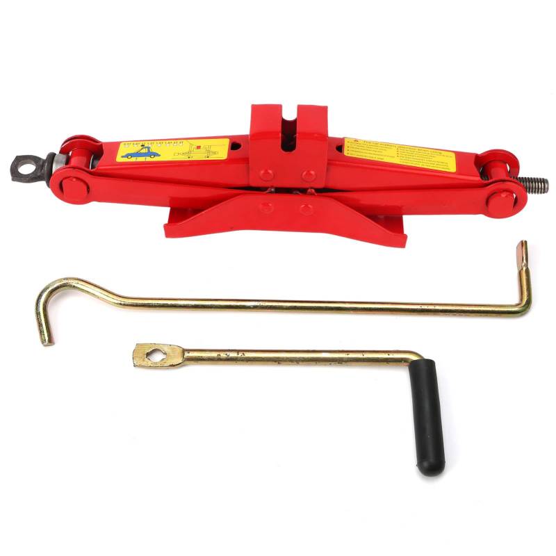 Scissor Jack Professional Car Trunk Reifen Eisengriff Hebewerkzeug rot für draußen (1T) von EVTSCAN