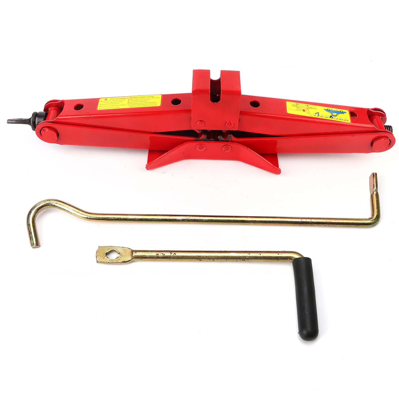 Scissor Jack Professional Car Trunk Reifen Eisengriff Hebewerkzeug rot für draußen (2T) von EVTSCAN