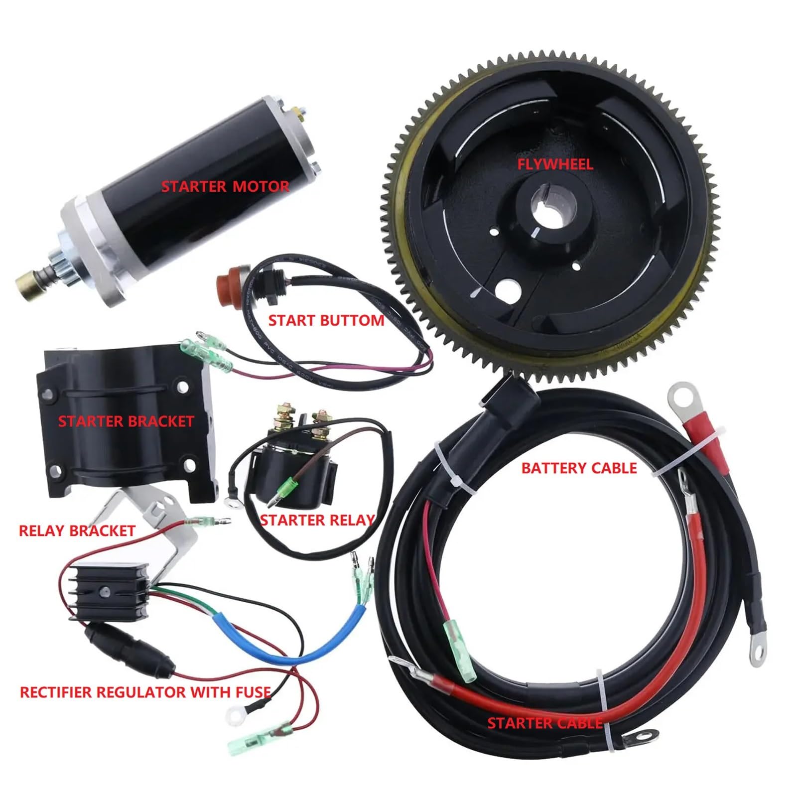 Elektrostarter-Schwungradsatz for Yamaha Außenbordmotor 9.9FMH 15FMH 682 684 2-Takt 9,9 PS 15 PS(Standard kit) von EWOPILNEX