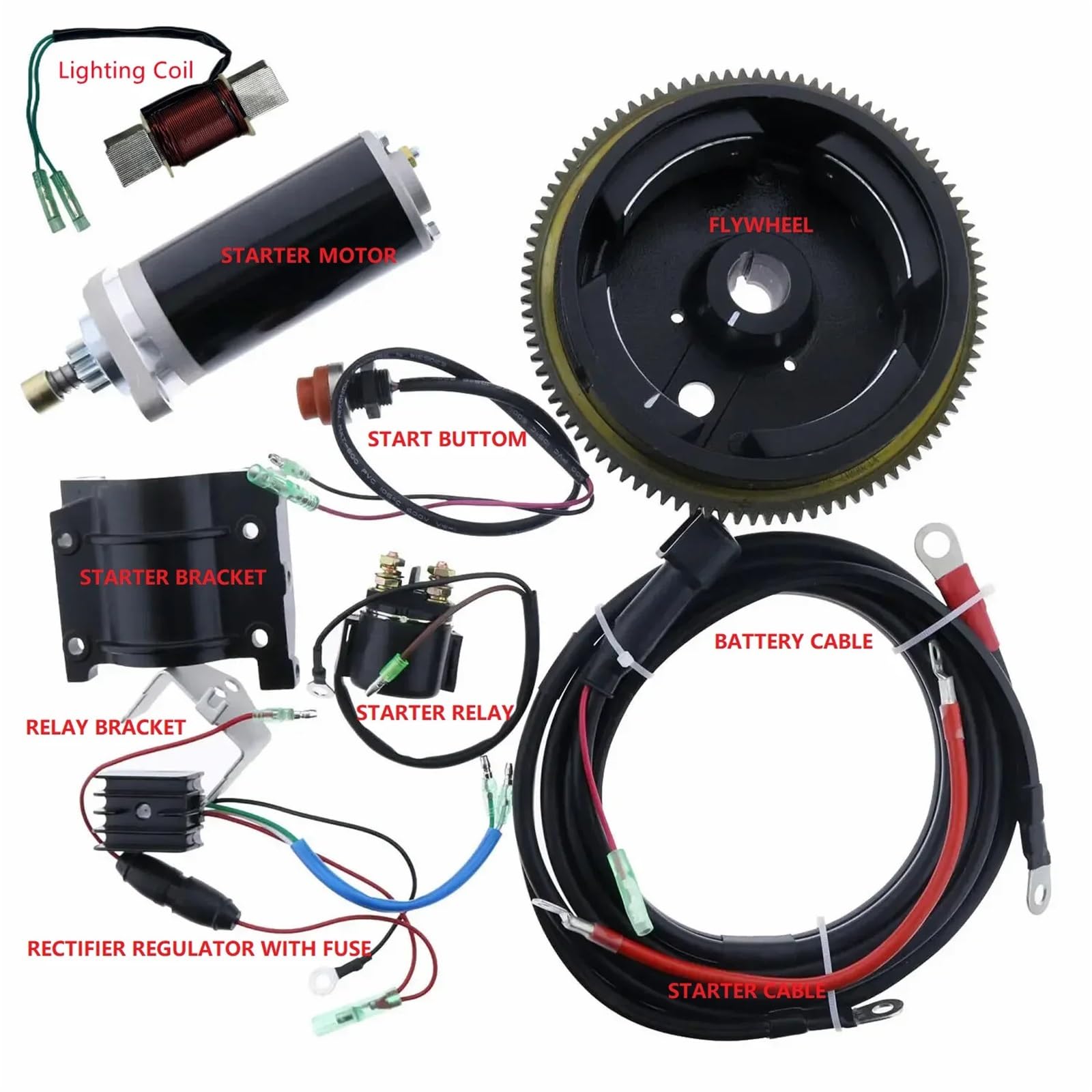 Elektrostarter-Schwungradsatz for Yamaha Außenbordmotor 9.9FMH 15FMH 682 684 2-Takt 9,9 PS 15 PS(With lighting coil) von EWOPILNEX