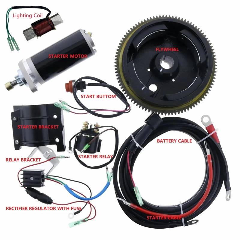 Elektrostarter-Schwungradsatz for Yamaha Außenbordmotor 9.9FMH 15FMH 682 684 2-Takt 9,9 PS 15 PS(With lighting coil) von EWOPILNEX