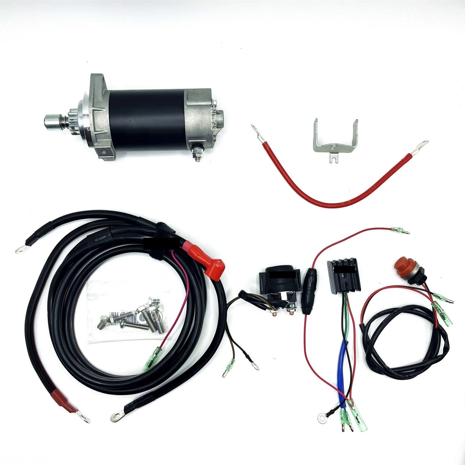 Elektrostarter-Umrüstsatz, kompatibel mit Mercury Tohatsu 40 PS 50 PS Außenbordmotor, 3-Zylinder-Startermotor, Relaiskabel, Gleichrichter Elektrostarter-Umrüstsatz, kompatibel mit Mercury Tohatsu 40 PS 50 PS Außenbordmotor, 3-Zylinder-Startermotor, Relaiskabel, Gleichrichter von EWOPILNEX