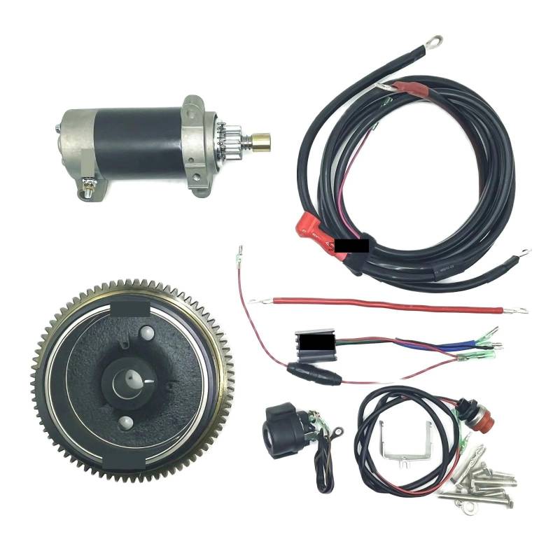 Elektrostarter-Umrüstsatz, kompatibel mit Parsun F15A F20A F20ABMS F15ABMS 4-Takt 15 PS 20 PS Modell 6AH Anlasser-Schwungrad von EWOPILNEX
