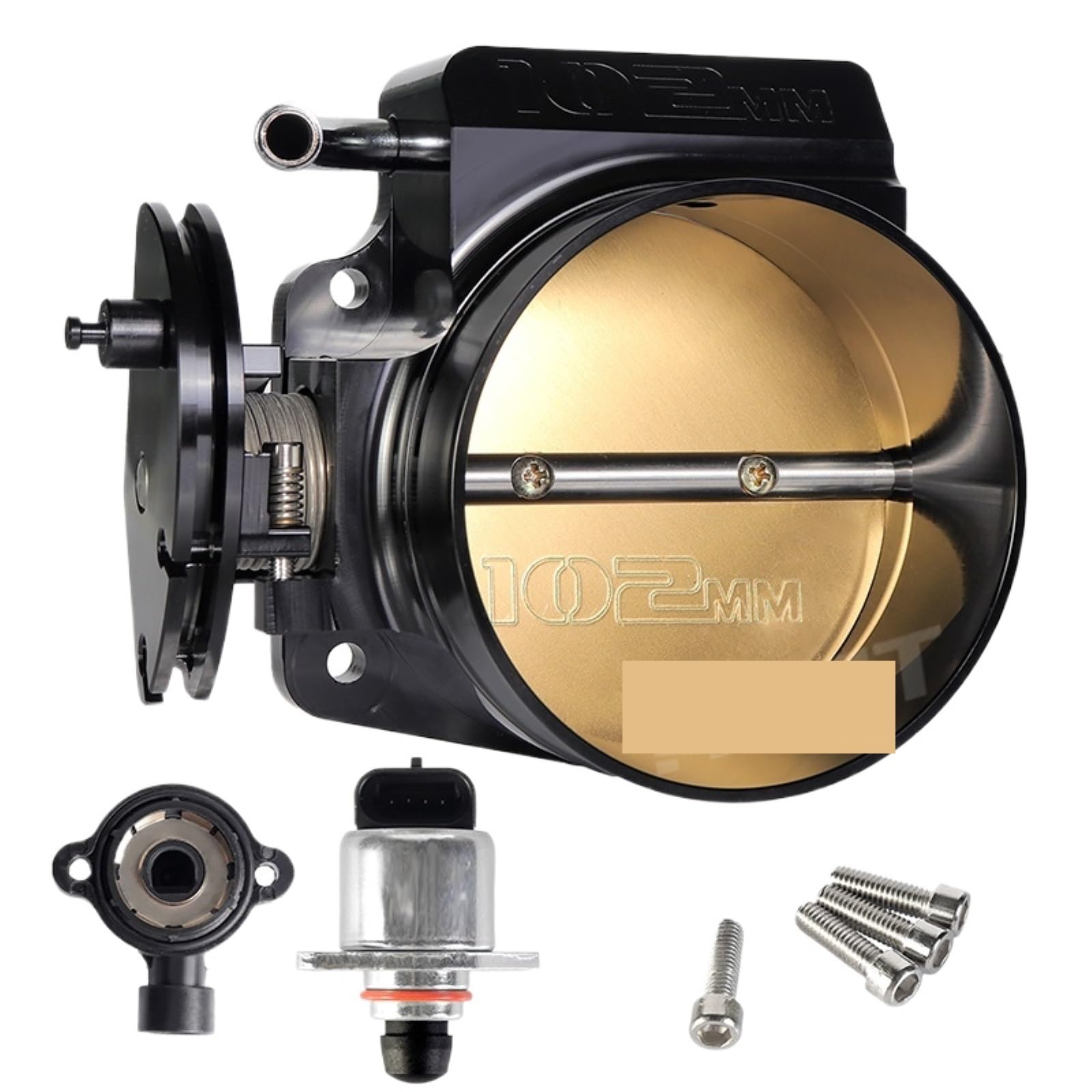 Kompatibel mit LS-Ansaugkrümmer 102 mm/90 mm. Kompatibel mit LS1 LS2 LS3 LS6 LS7 LSX 4-Bolzen-Drosselklappe.(102mm Black) von EWOPILNEX