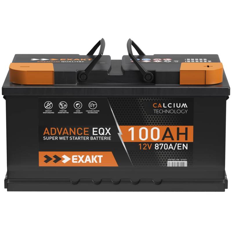 EXAKT Autobatterie 12V 100Ah Starterbatterie PKW KFZ Auto Batterie (100Ah) von Exakt