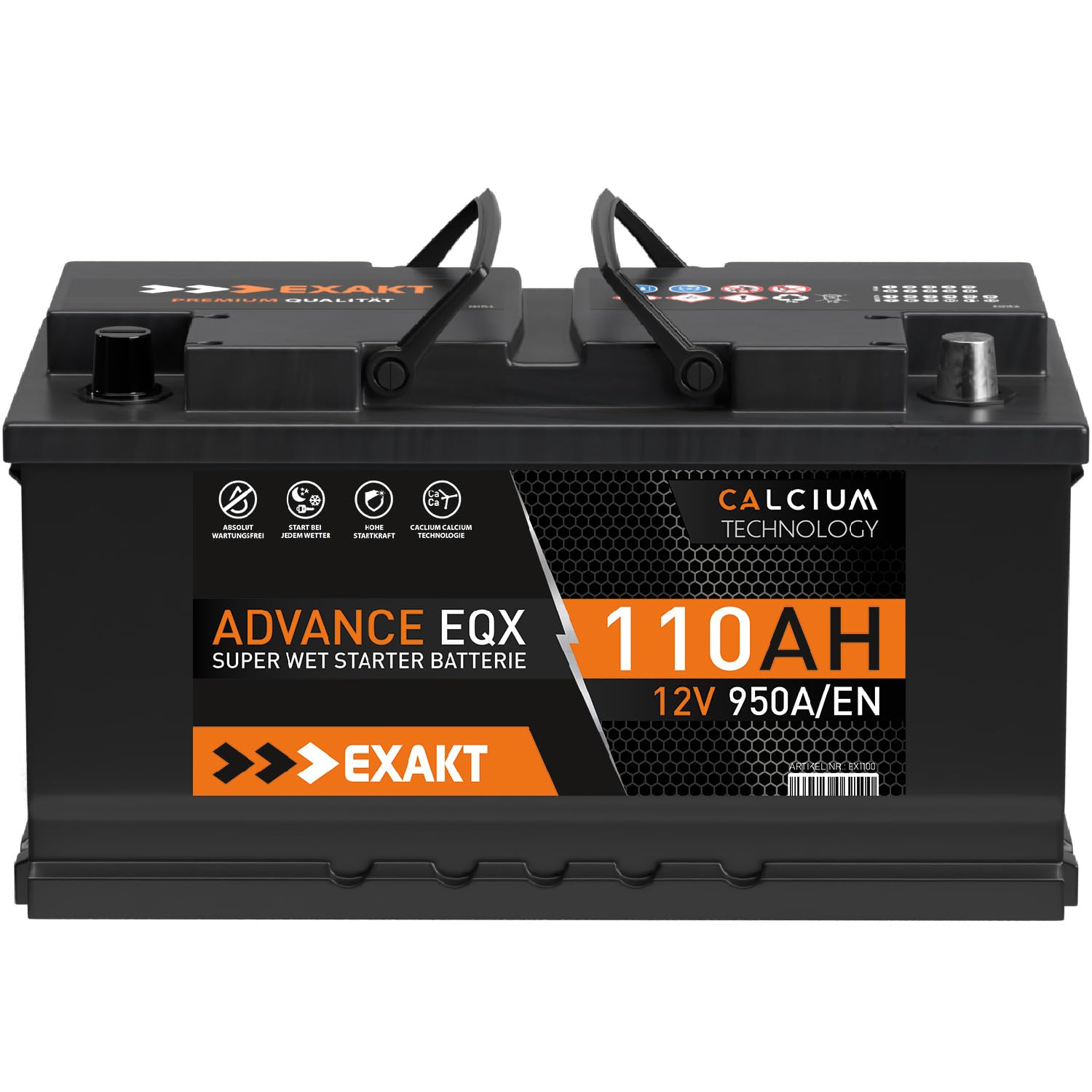 EXAKT Autobatterie 12V 110Ah 950A/EN Starterbatterie PKW KFZ Auto Batterie ersetzt 100Ah 95Ah EXAKT Autobatterie 12V 110Ah 950A/EN Starterbatterie PKW KFZ Auto Batterie ersetzt 100Ah 95Ah von Exakt