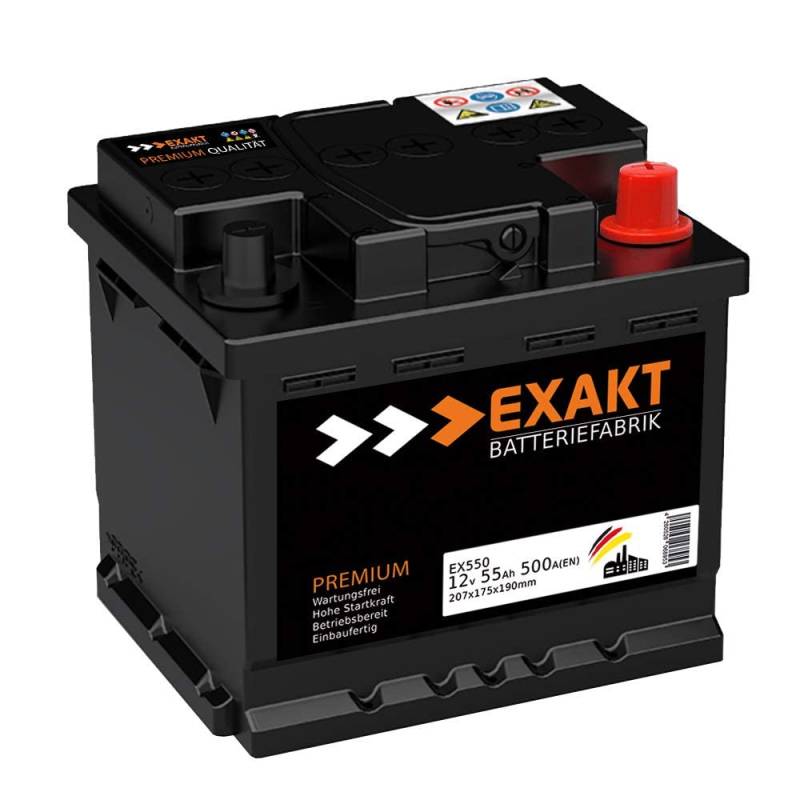 EXAKT Autobatterie 12V 55Ah Starterbatterie PKW KFZ Auto Batterie (55Ah) von Exakt