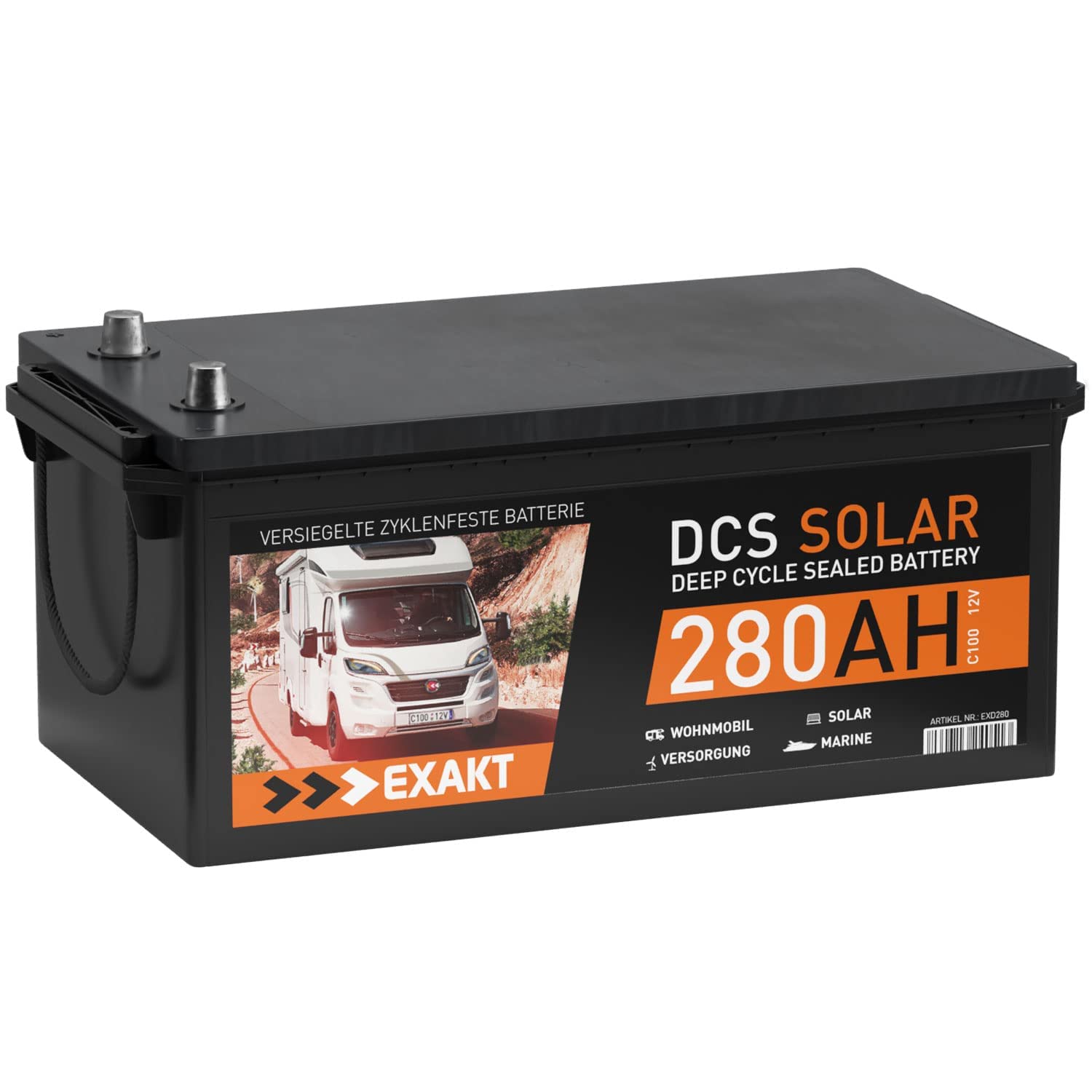 Solarbatterie 12V 280Ah EXAKT DCS Wohnmobil Versorgung Boot Solar Batterie von Exakt