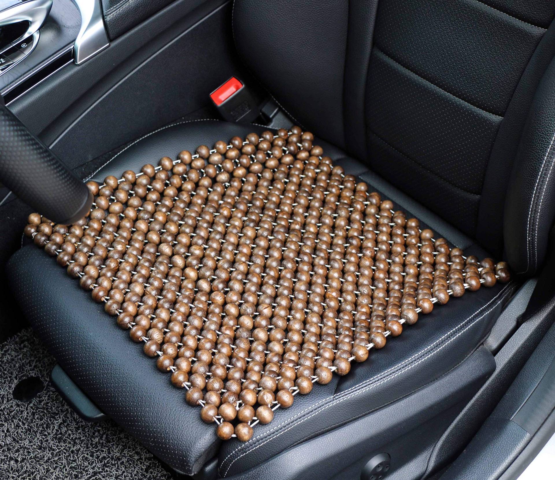 EXCEL LIFE Sitzauflage aus Naturholz mit Perlen, bequem, kühl, für den Sommer, Massage-Sitzkissen (quadratisch), mittlere Größe für Auto, Limousine, SUV, Bürostuhl von EXCEL LIFE