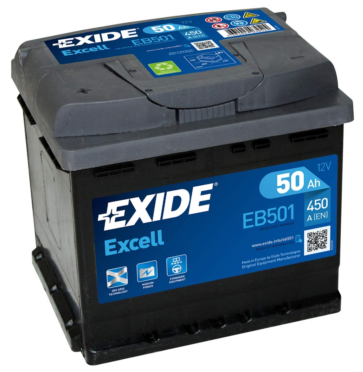 BATERÍA 12V/50AH - 450 CCA - SERIE EXIDE EXCELL EB501 von Exide