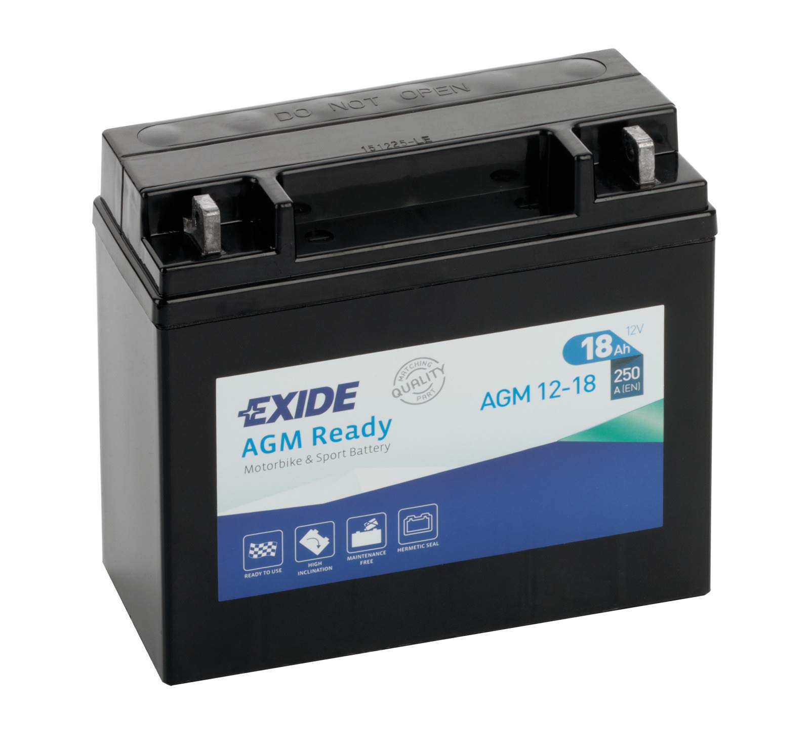 Exide AGM12-18 AGM-Ready Motorrad Starter-Batterie 12V 18Ah 250A von Exide