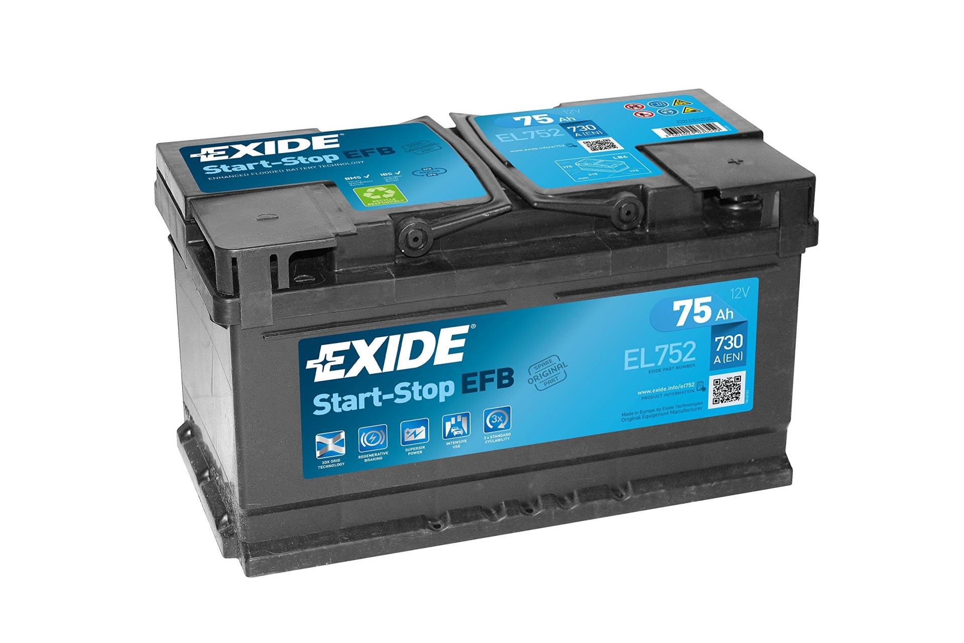 BATERÍA 12V/75AH - 730 CCA - EFB EXIDE EL752 von Exide