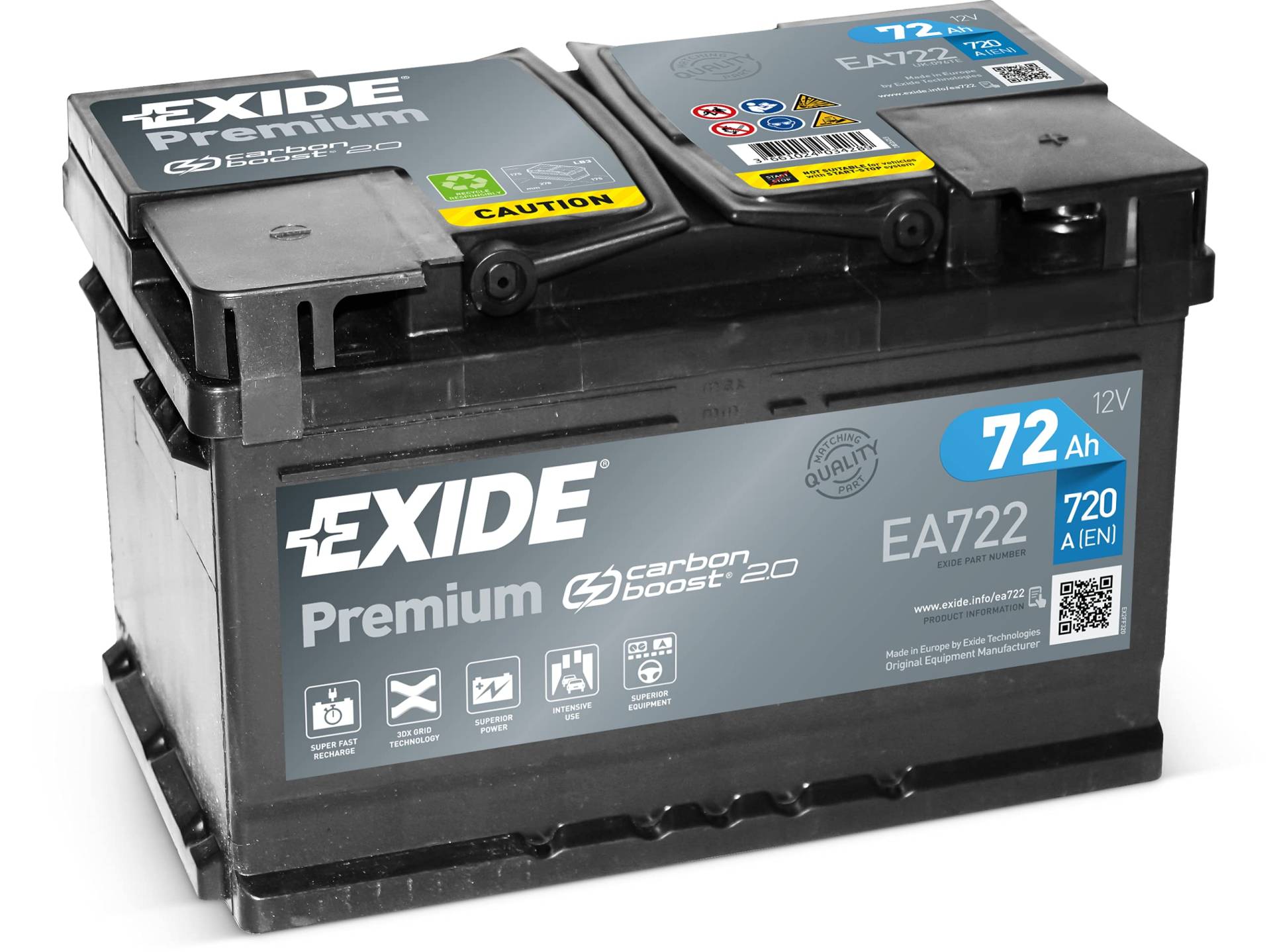 Exide EA722 Premium Carbon Boost Autobatterie 12V 72Ah 720A Exide EA722 Premium Carbon Boost Autobatterie 12V 72Ah 720A von Exide