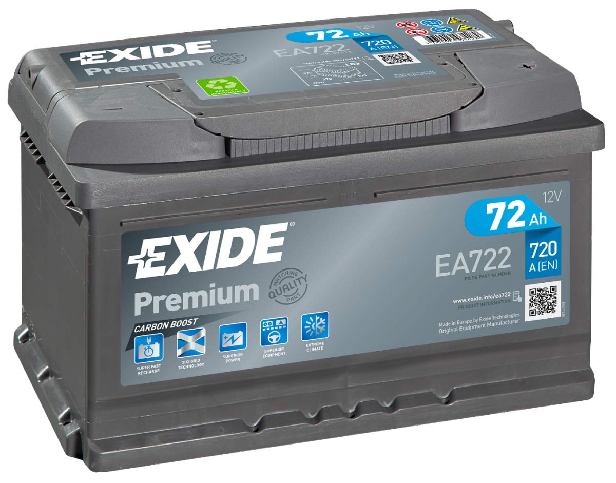 Exide EA722 Typ 100/096 Autobatterie 12V 72Ah 720A = VARTA E11 574 012 068 (bitte GröàŸe vor dem Kauf überprüfen) von Exide