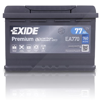 Exide EA770 Premium Carbon Boost 77Ah 760A [Hersteller-Nr. EA770] für Alfa Romeo, Alpina, Alpine, Aro, Aston Martin, Audi, Bentley, Bertone, Bitter, B von Exide