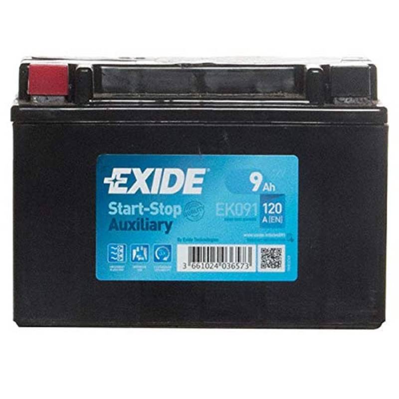 Exide EK091 Start-Stop Auxiliary AGM Stütz- und Backup-Batterie 12V 9Ah 120A von Exide