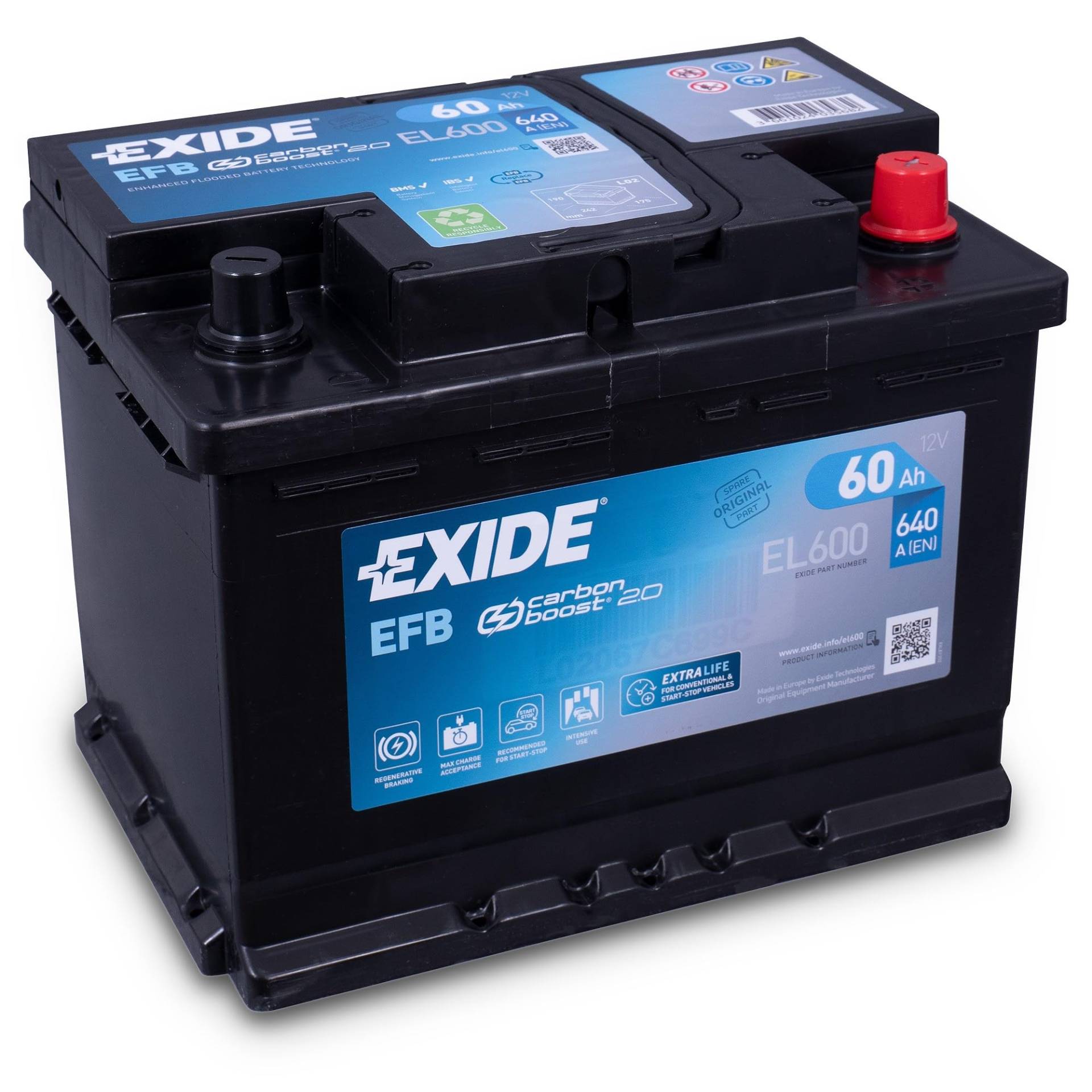 Exide Autobatterie EL600 EFB, 12 V, 60 Ah, 640 CCA von Exide