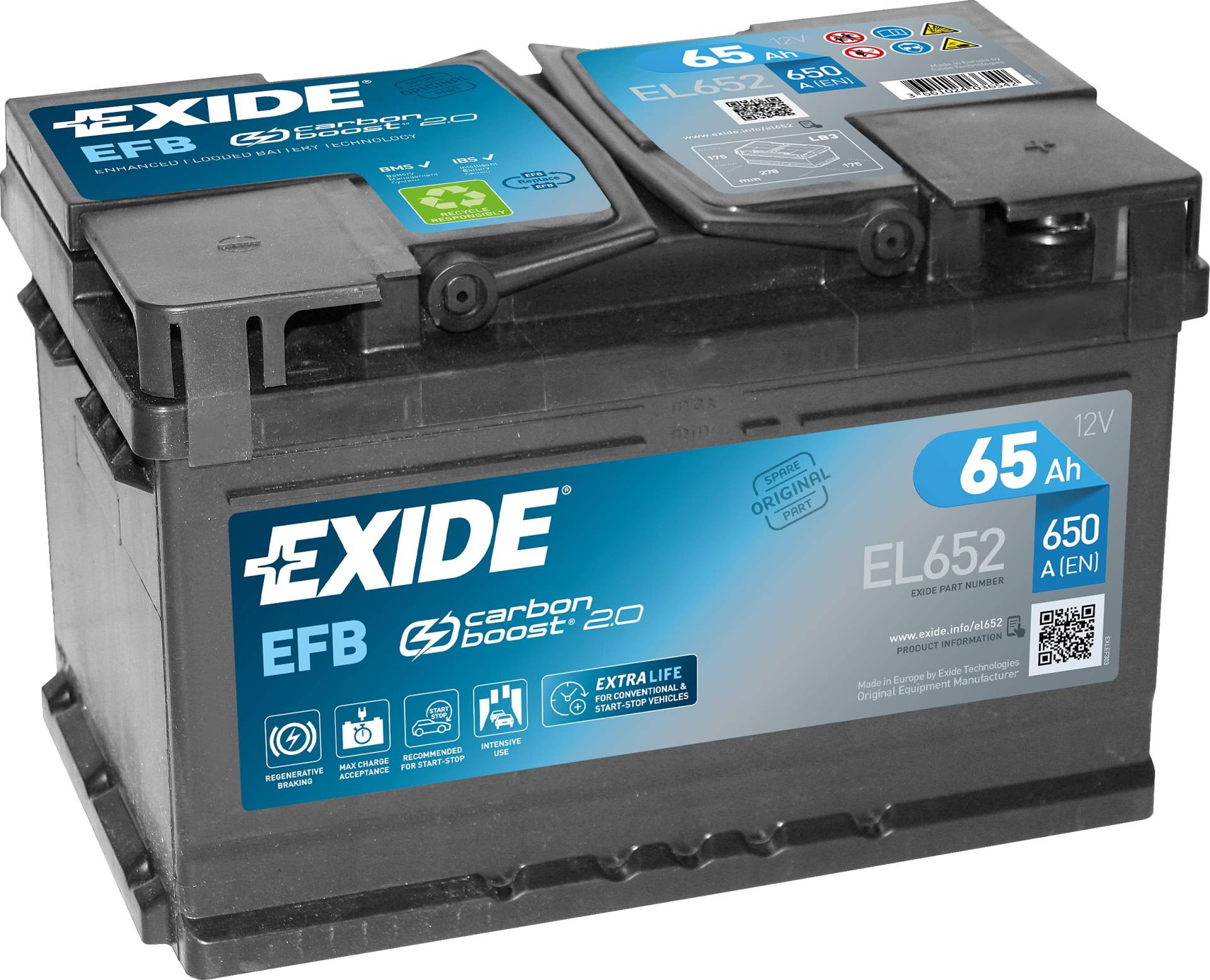 Exide Unisex-Adult NBA-1047 Start Stop EFB 12V 65AH 650A, Other, Standard Exide Unisex-Adult NBA-1047 Start Stop EFB 12V 65AH 650A, Other, Standard von Exide