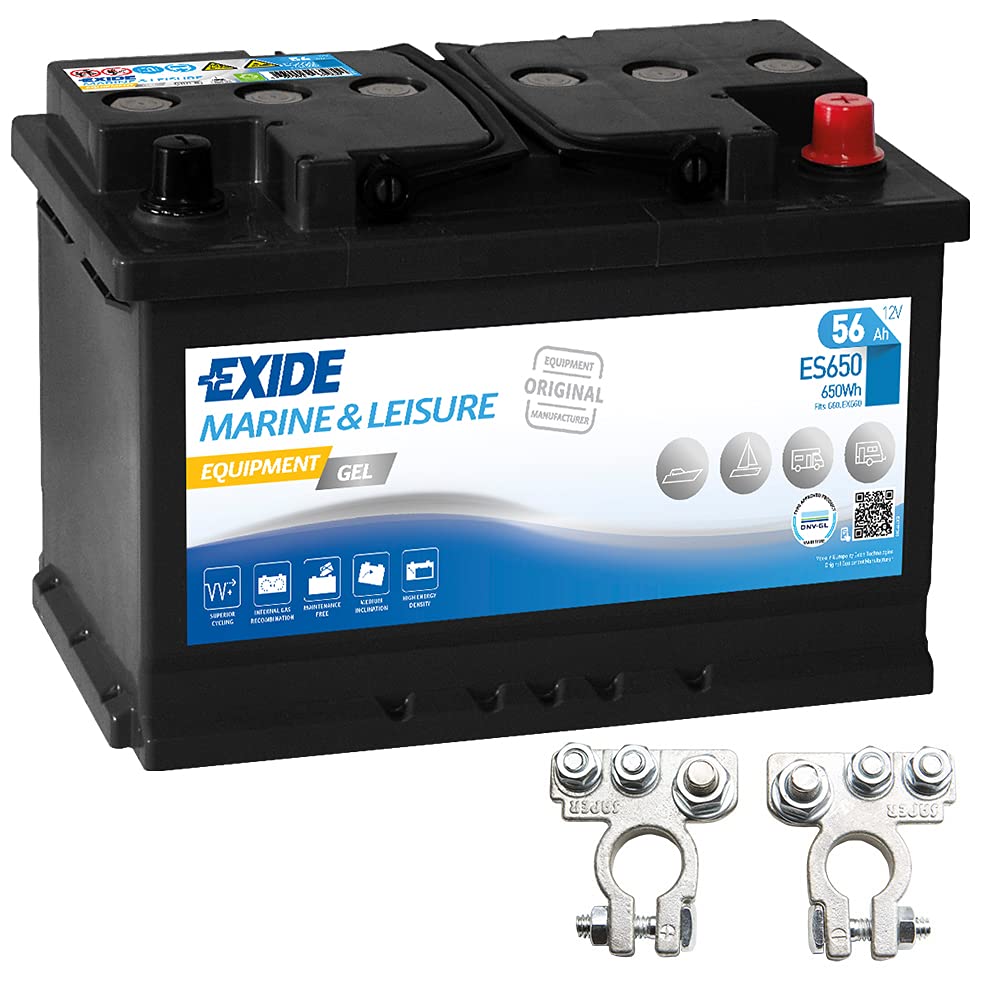 Exide Equipment Gel Batterie ES 650 12V 56Ah inkl. Polklemmen Boot Solar Wohnmobil von Exide