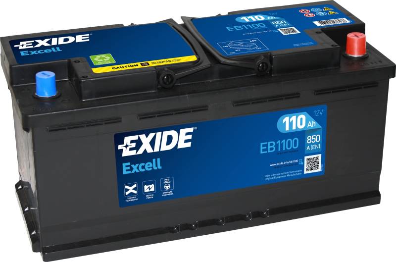 Exide Excell EB1100 110Ah Autobatterie (850A Kälteprüfstrom) von Exide