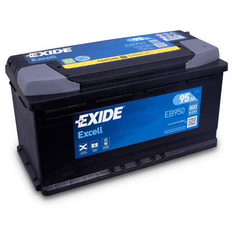Exide Excell EB950 95Ah Autobatterie wartungsfrei (einbaufertig) von Exide