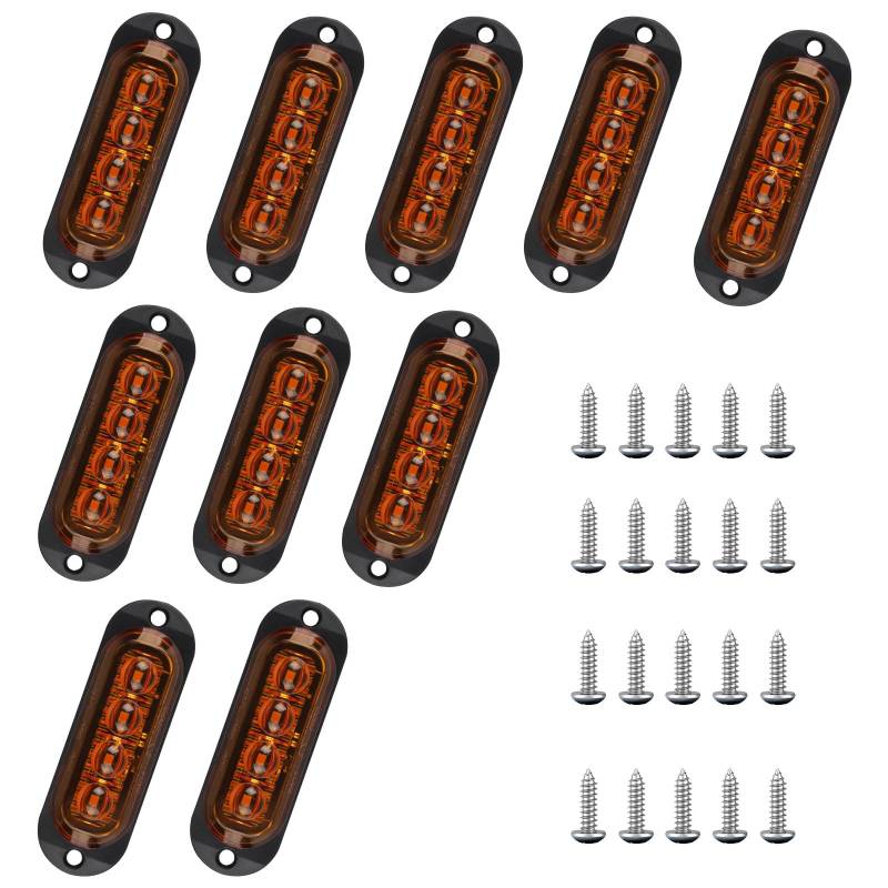 ECLECO 10er Frontblitzer 12-24V LED Blitzer Seitenmarkierungsleuchte Stroboskop Blitzer Auto Anhänger-Seitenleuchte Licht E8 Blinklicht Auto PKW Warnlicht für LKW Traktor Wohnmobil Wohnwagen Gelb von EXLECO