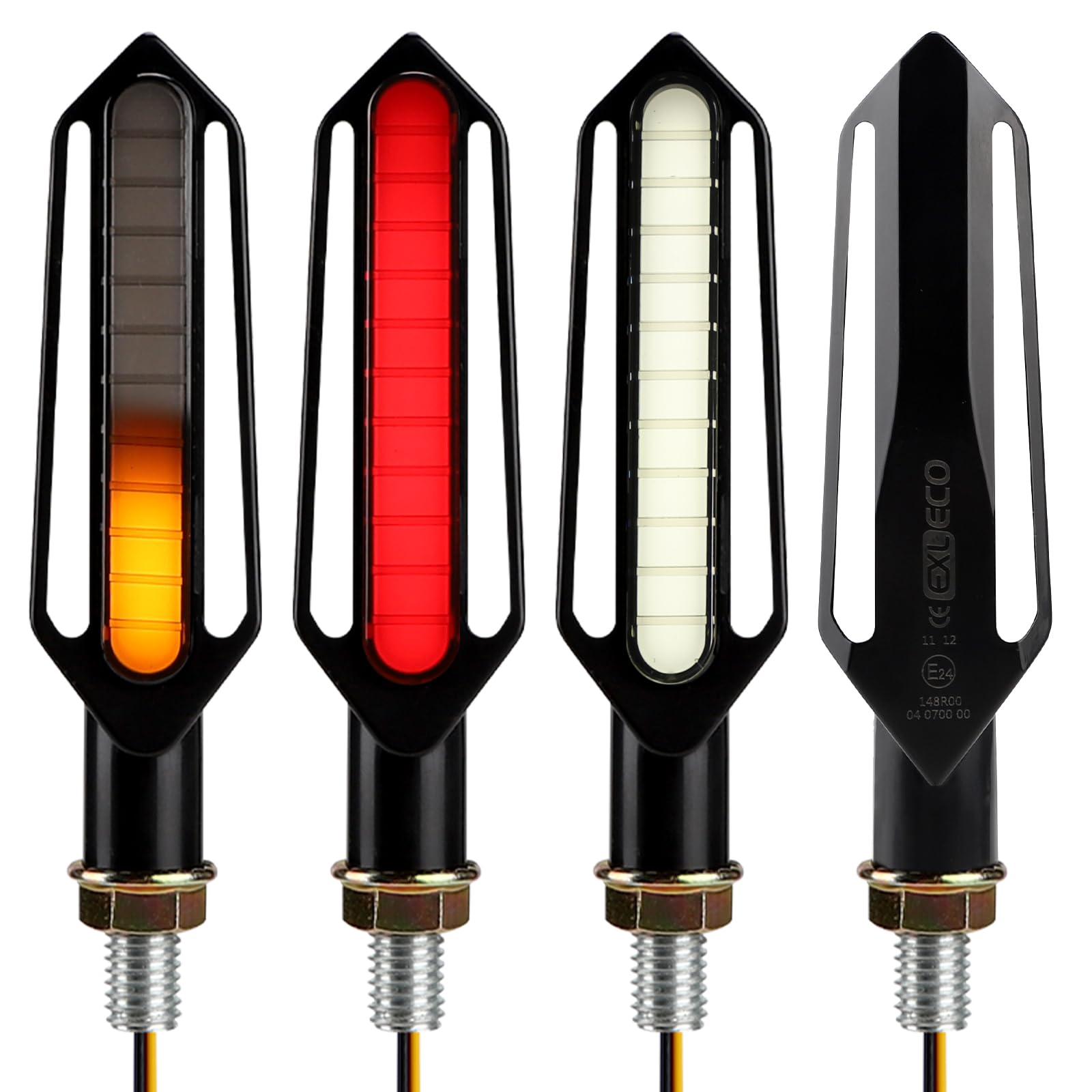 EXLECO 4 x Highlight LED Motorrad Blinker 12V M10 Universal LED Blinker 24LEDs Wasserdicht Hintere Blinkerleuchte Motorrad Seitenblinker Kontrollleuchte IP65 für Motocross Moped 3 Lichttypen EXLECO 4 x Highlight LED Motorrad Blinker 12V M10 Universal LED Blinker 24LEDs Wasserdicht Hintere Blinkerleuchte Motorrad Seitenblinker Kontrollleuchte IP65 für Motocross Moped 3 Lichttypen von EXLECO