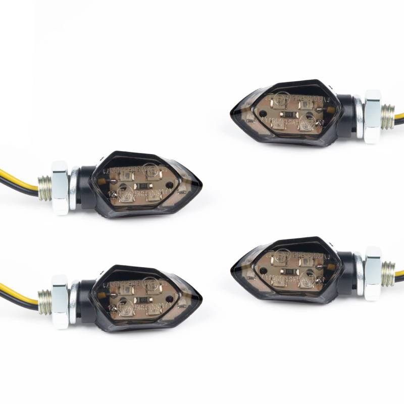 EXLECO 4Pcs M8 LED Motorrad Blinker DC 12V Micro Blinker E-geprüft Universal SMD Mini Motorradblinker Hintere Blinkerleuchte Seitenblinker Kontrollleuchten für Motocross Fahrrad Moped E Scooter Roller von EXLECO