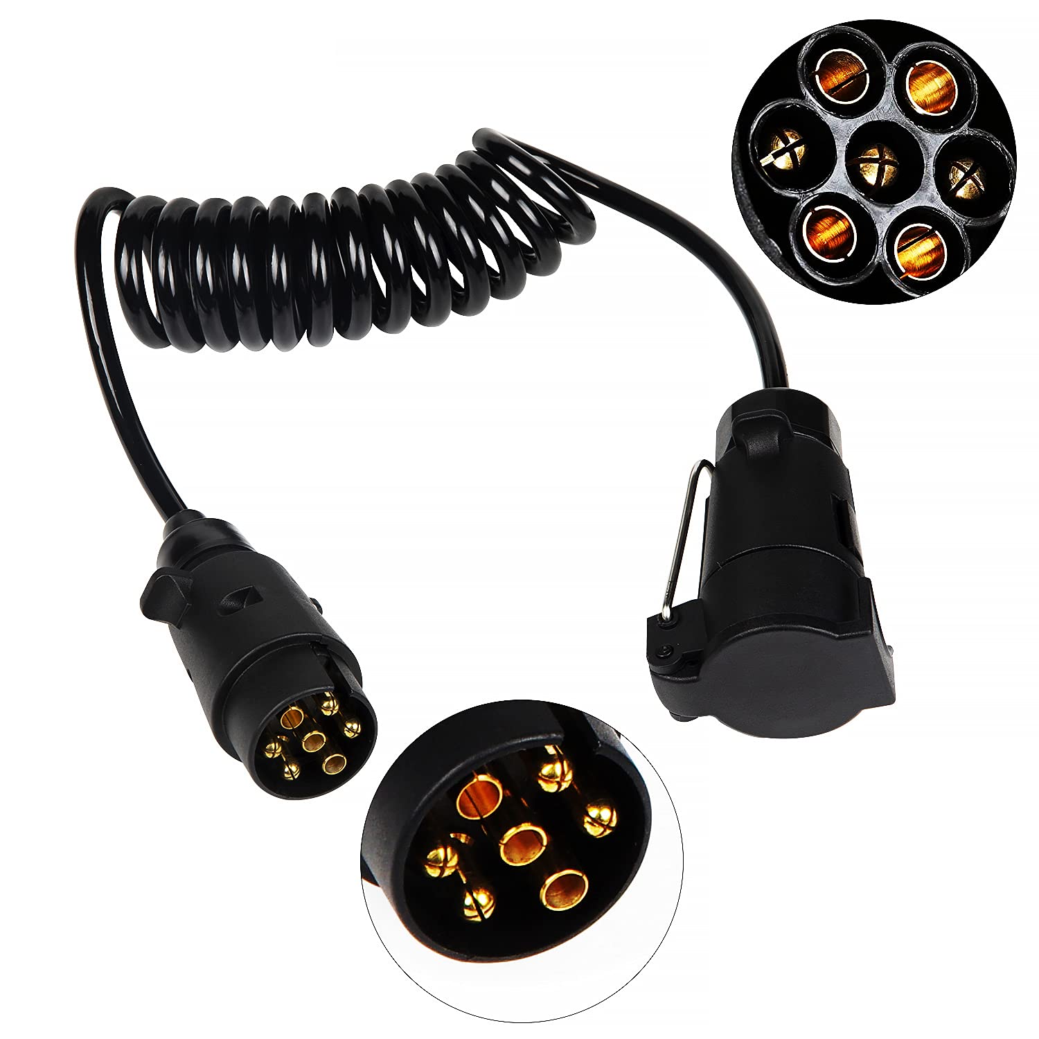 EXLECO Anhänger Verlängerung Kabel Anhängerkabel Adapter7-7 Polig Max. 2M Lang Spiralkabel Auto Anhänger Wohnwagen EXLECO Anhänger Verlängerung Kabel Anhängerkabel Adapter7-7 Polig Max. 2M Lang Spiralkabel Auto Anhänger Wohnwagen von EXLECO