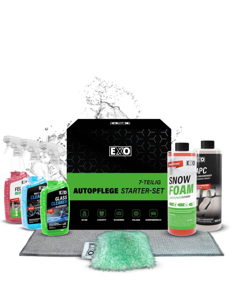 EXO Autopflege Starter Set | 7-teiliges Pflegesystem für EIN Neuwagengefühl in Minuten von EXO