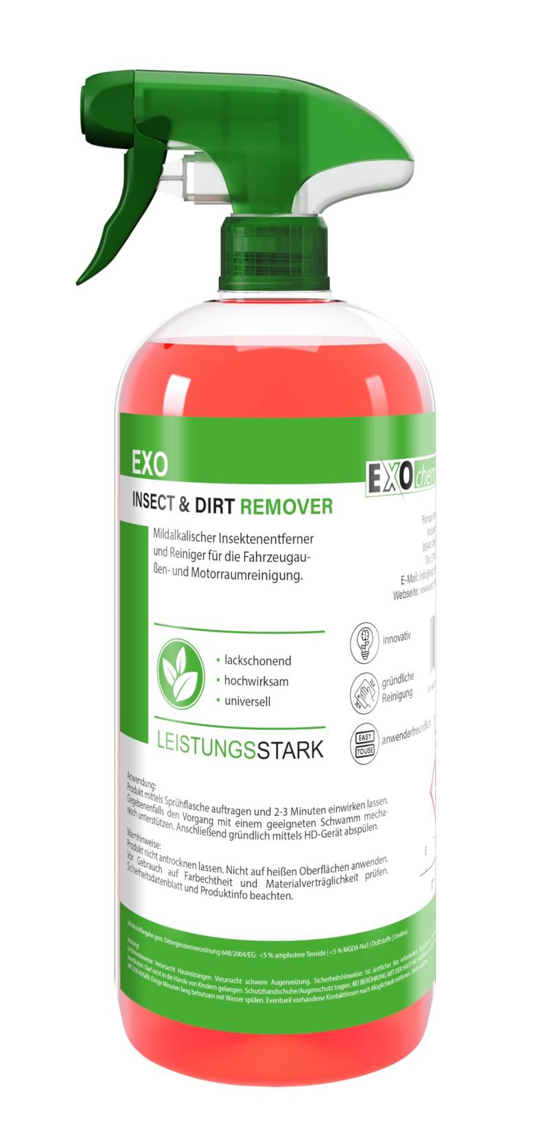EXO Insect & Dirt Remover | Insektenentferner & Schmutzlöser | Material- und lackschonend | selbsttätig (1 Liter) von EXOCHEMICALS