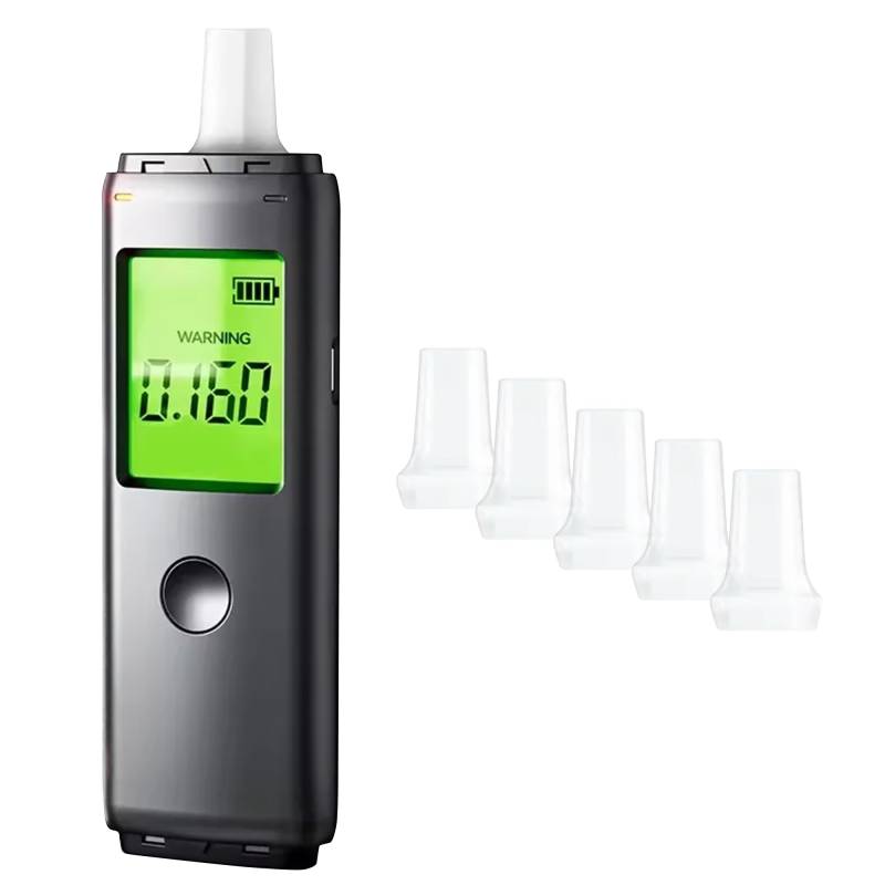 EXTRALINK Alkoholtester Promillemessgerät - Alkomat Mit 5 Austauschbaren Mundstücken, LCD-Anzeige, Präzise Messung, USB-Aufladung, Audio-Meldungen - Alkoholtester Polizeigenau, Inklusive Ladekabel von EXTRALINK