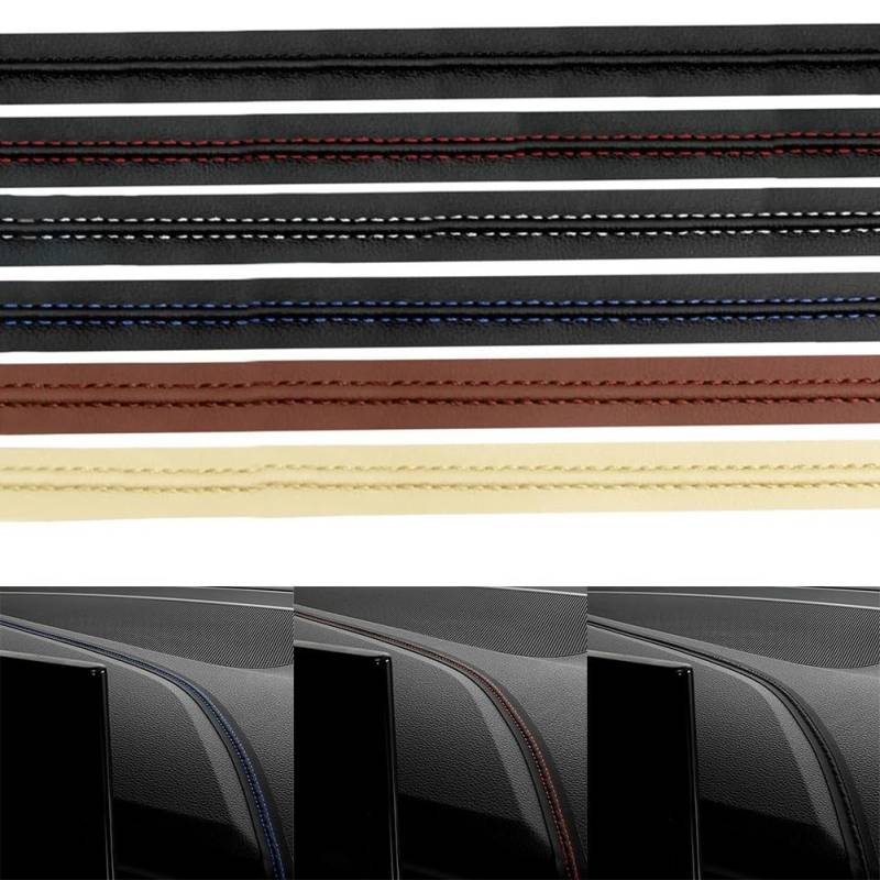 Stil Ihres Fahrzeugs mit einer flexiblen PU-Leder-Dekorationslinie, perfekte Passform für Armaturenbretter und Türen (schwarz + blau) von EXTRWORY