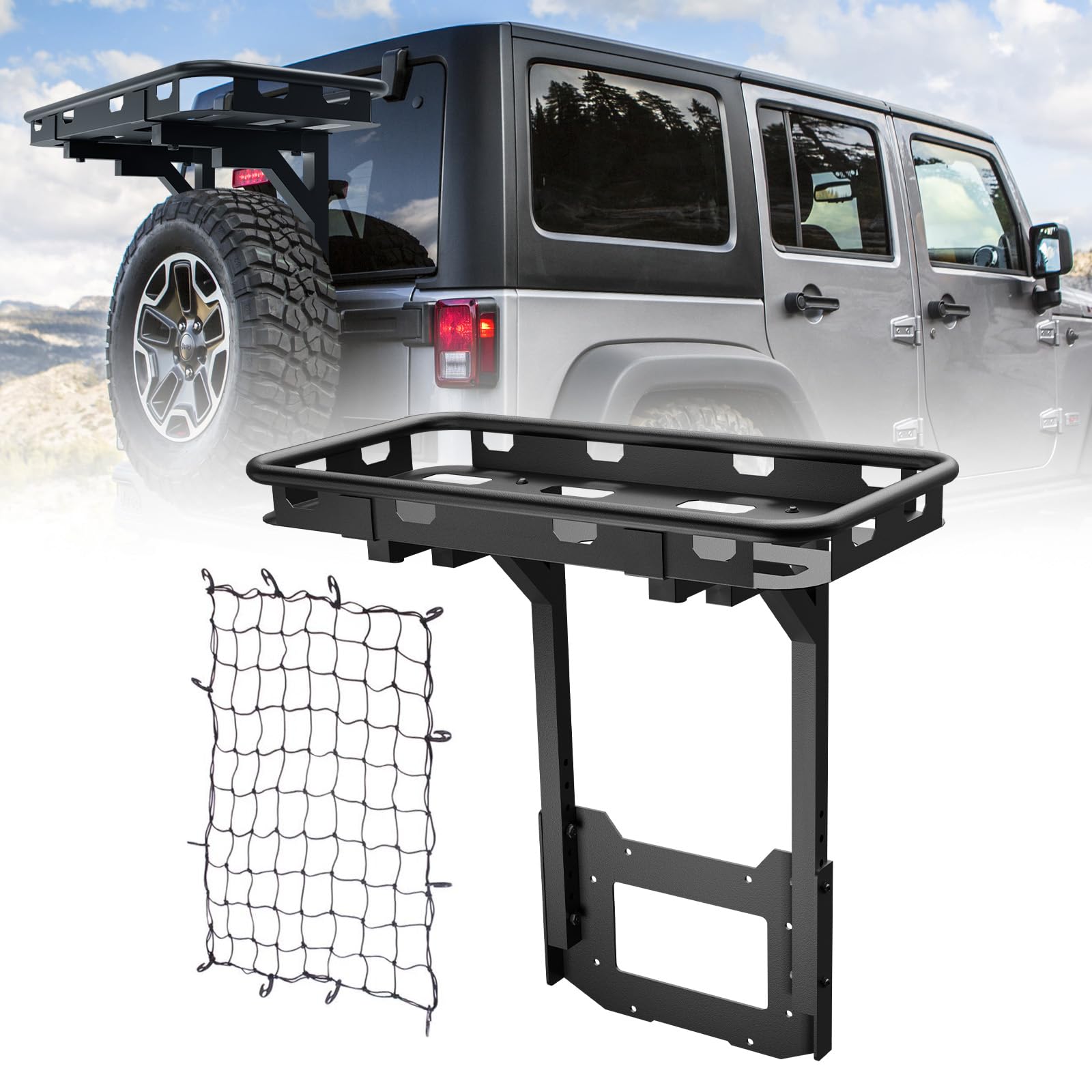 EYOUHZ Für Wrangler JK Ersatzreifen-Frachtgepäckkorb auf OE-Heckklappe, kompatibel mit Jeep Wrangler JK & JKU 2/4-Türer, Gepäckträger-Rücken-Aufbewahrungshalter, Ständer, Außenablage EYOUHZ Für Wrangler JK Ersatzreifen-Frachtgepäckkorb auf OE-Heckklappe, kompatibel mit Jeep Wrangler JK & JKU 2/4-Türer, Gepäckträger-Rücken-Aufbewahrungshalter, Ständer, Außenablage von EYOUHZ