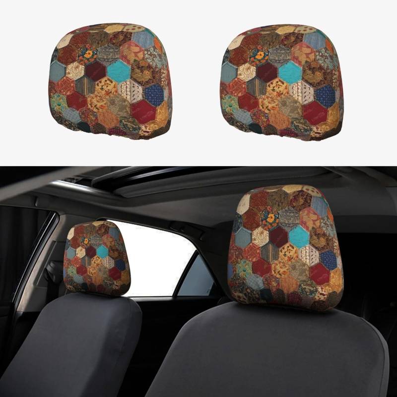 EZDLOWVBA Autositz-Kopfstützenbezug-Set im afrikanischen Stil, Patchwork-Druck, für Mädchen und Frauen, niedliches Autositz-Kopfstützenbezug-Set, 2-teiliges Set von EZDLOWVBA