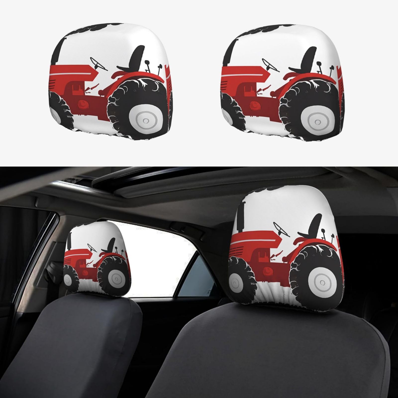 EZDLOWVBA Autositz-Kopfstützenbezug-Set mit Cartoon-Traktor-Druck, für Mädchen und Frauen, niedliches Autositz-Kopfstützenbezug-Set, 2-teiliges Set EZDLOWVBA Autositz-Kopfstützenbezug-Set mit Cartoon-Traktor-Druck, für Mädchen und Frauen, niedliches Autositz-Kopfstützenbezug-Set, 2-teiliges Set von EZDLOWVBA
