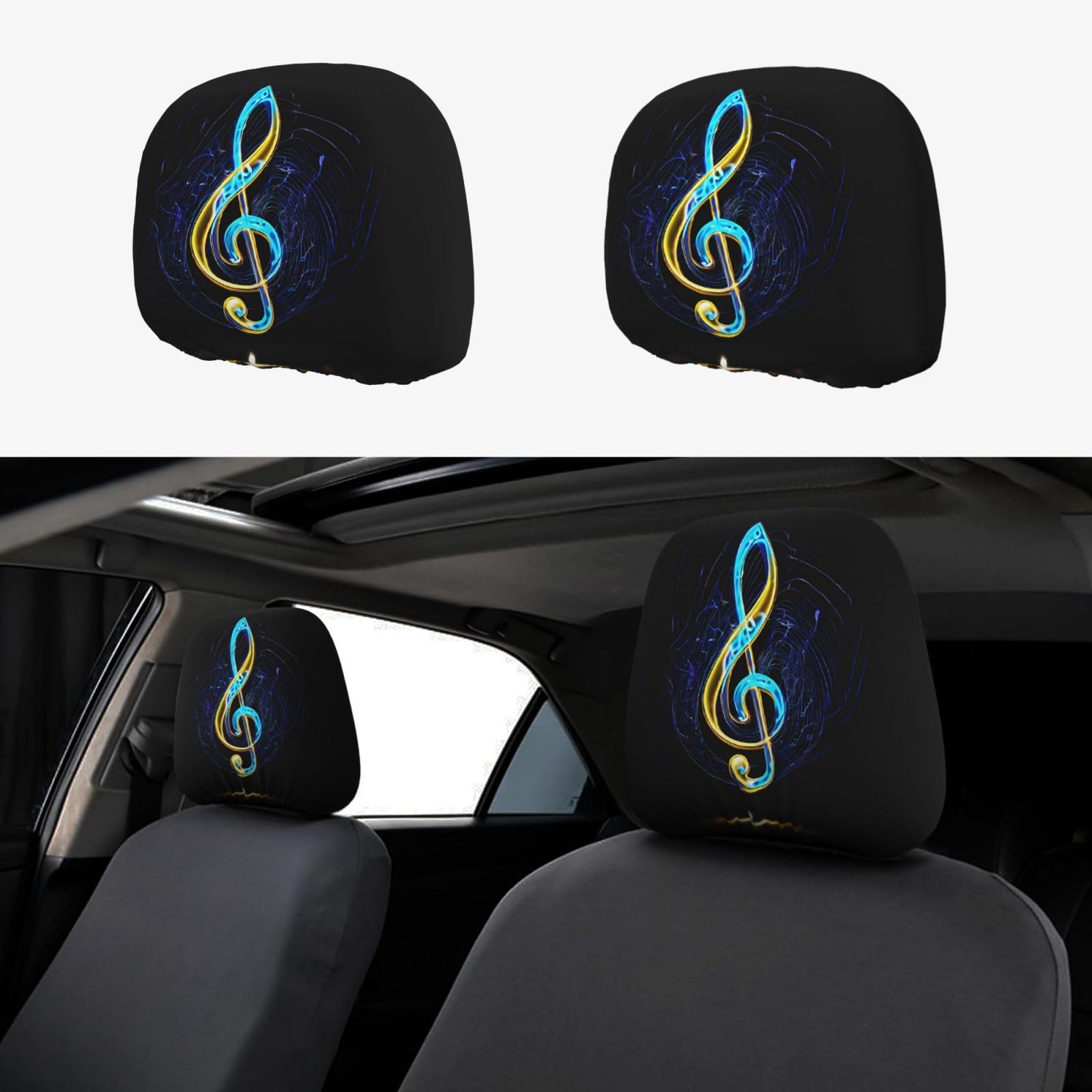 EZDLOWVBA Autositz-Kopfstützenbezug-Set mit buntem Musikdruck, für Mädchen und Frauen, niedliches Autositz-Kopfstützenbezug-Set, 2-teiliges Set EZDLOWVBA Autositz-Kopfstützenbezug-Set mit buntem Musikdruck, für Mädchen und Frauen, niedliches Autositz-Kopfstützenbezug-Set, 2-teiliges Set von EZDLOWVBA