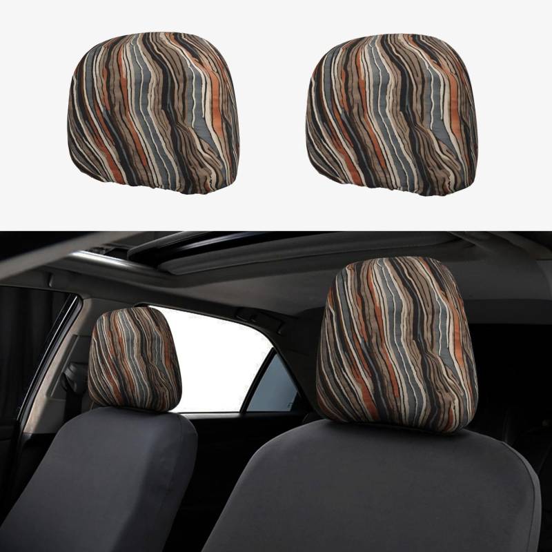 EZDLOWVBA Autositz-Kopfstützenbezug-Set mit bunten Streifen für Mädchen und Frauen, niedliches Autositz-Kopfstützenbezug-Set, 2-teiliges Set von EZDLOWVBA