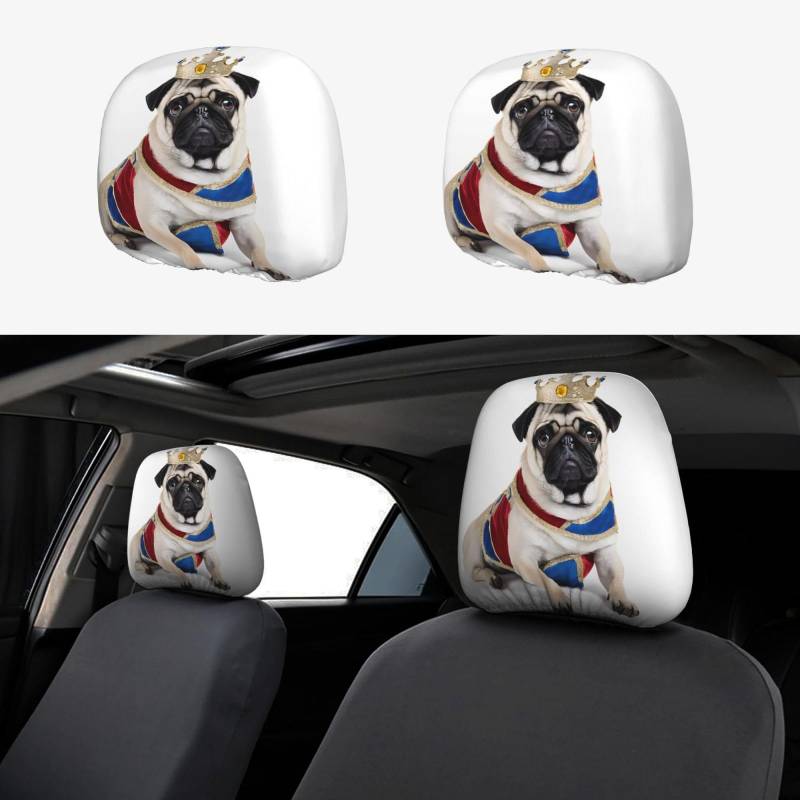 EZDLOWVBA Autositz-Kopfstützenbezug-Set mit niedlichem Hunde-Aufdruck, für Mädchen und Frauen, niedliches Autositz-Kopfstützenbezug-Set, 2-teiliges Set von EZDLOWVBA