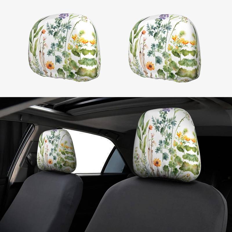 EZDLOWVBA Springtime Autositz-Kopfstützenbezug-Set für Mädchen und Frauen, niedliches Autositz-Kopfstützenbezug-Set, 2-teiliges Set für Fahrzeugsitz, Kopfstützenschutzbezüge von EZDLOWVBA