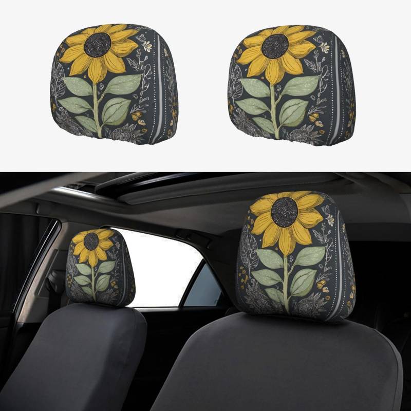 EZDLOWVBA You Are My Sunflower Print Autositz-Kopfstützenbezug-Set für Mädchen und Frauen, niedliches Autositz-Kopfstützenbezug-Set, 2-teiliges Set von EZDLOWVBA