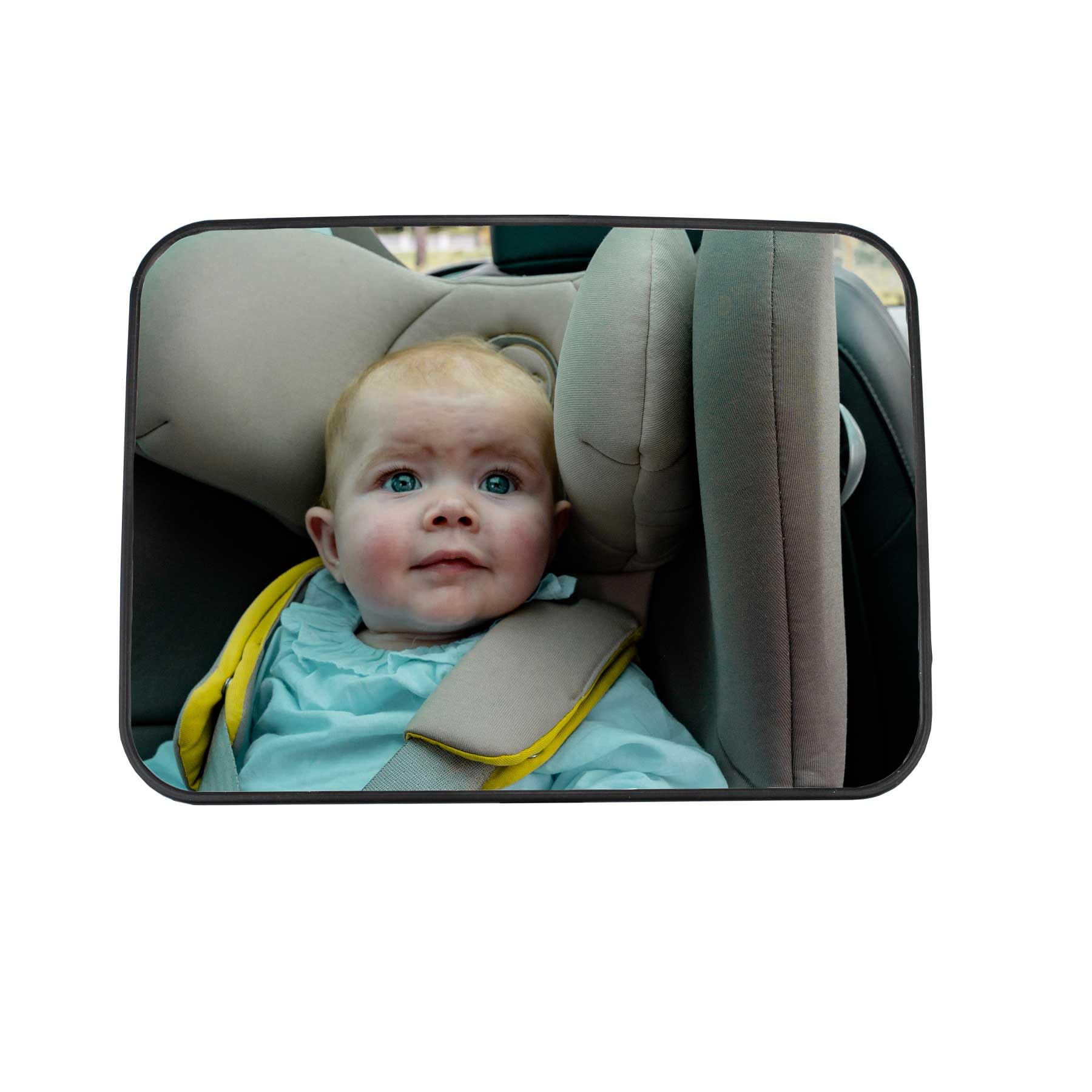 EZIMOOV Baby-Autospiegel Rücksitz - Rückspiegel Rückwärts gerichteter Autositz, um Ihr Kind sicher zu sehen - Recycelter Kunststoff :Recyceltes Material und Verpackung - Großansicht und Nettoansicht von EZIMOOV