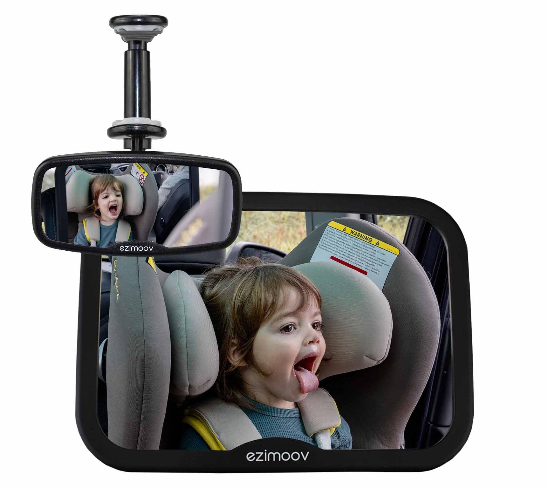 Ezimoov - Baby Car Mirror Pack Rücksitz + Frontspiegel, um Ihr Kind sicher zu sehen - Recyceltes Material und recycelbare Verpackung - Große und klare Sicht von EZIMOOV