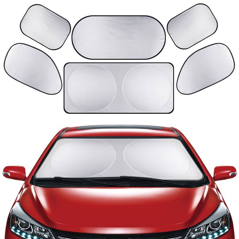 Sonnenschutz Auto 6 *Stück Faltbare Sonnenblende vor Hize und UV Strahlen für alle Fenster, Baby Autosonnenschutz von EZONTEQ von EZONTEQ