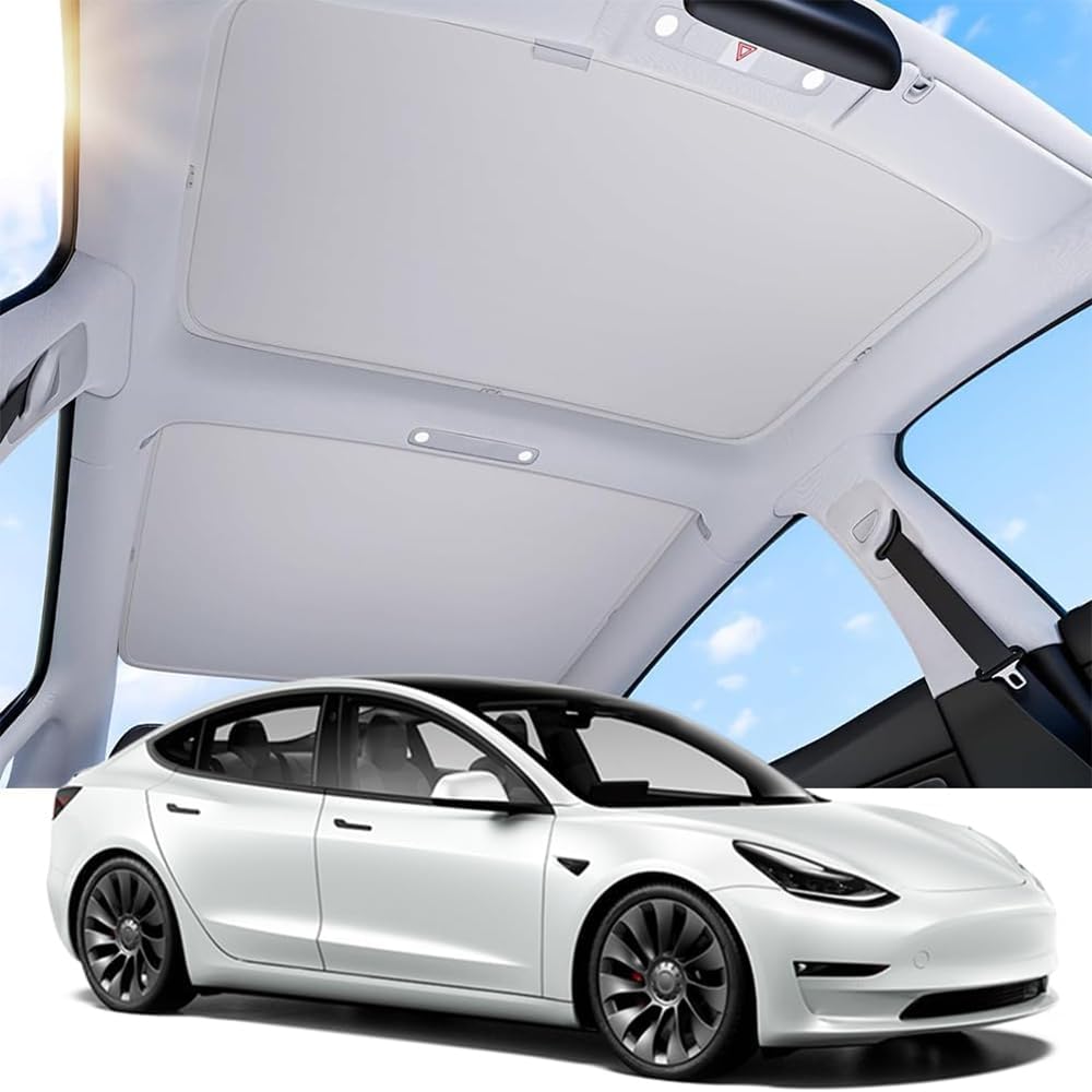 EagerMinds 2024 Verbesserter Sonnenschutz für Tesla Model 3, Abdeckung Vorne und Hinten Fenster Sonnenblende für Tesla Model 3 Sonnenschutz, UV Schutz, Halten kühl (Silber) von EagerMinds
