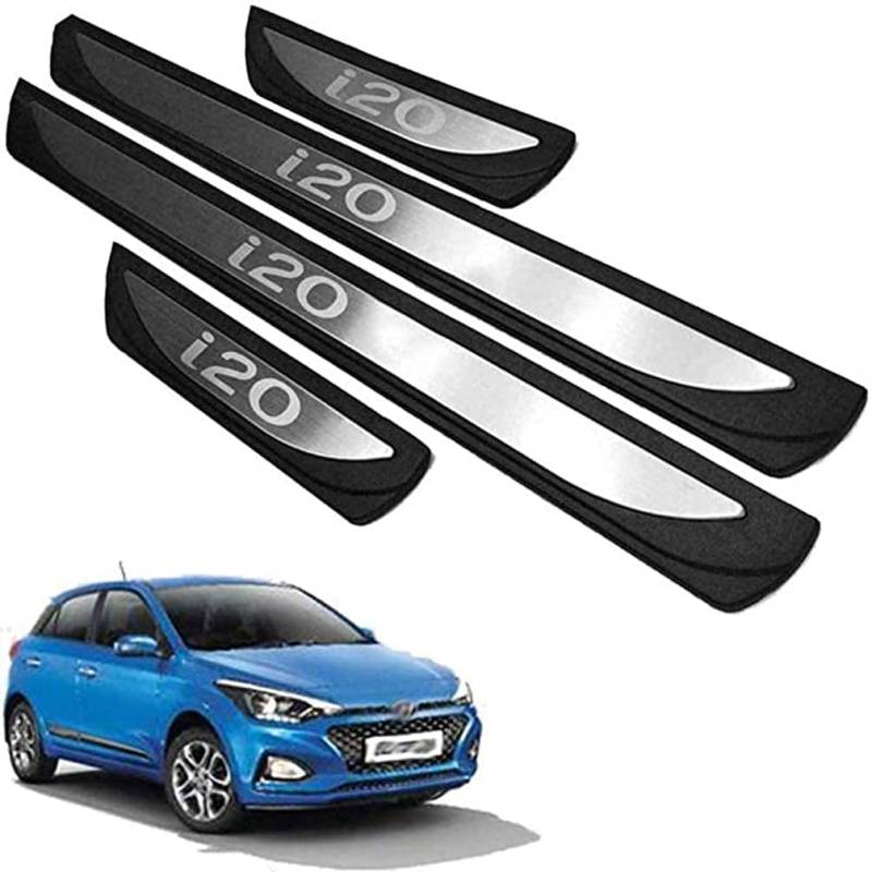 Eamily 4pcs Car Styling Stainless Steel Door Sill Kick Plates, Scuff Pedal Anti Scratch Threshold Cover Protection Trim Sticker Accessories for Hyundai I20 2015 2016 2017 2018 2019 2020 2021 2022 von Eamily