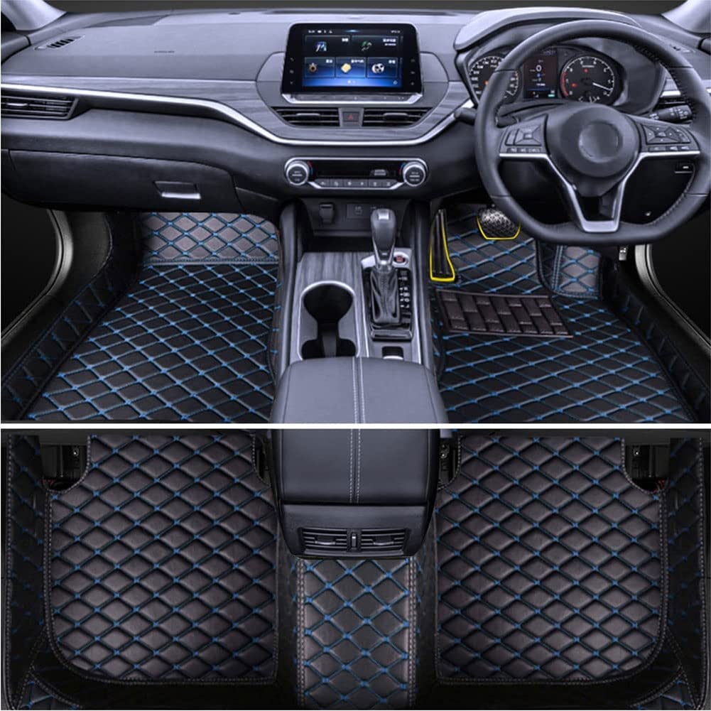 Eamily Fußmatten Leder Fußmatten Set für Hyundai Tucson NX4 LWB 2022 2023 (LHD), Auto Allwetter Fußmatte rutschfest Fußmatten Set Vorne Hinten Wasserdicht Anti-Kratz Automatten Teppiche (Schwarz Blau) von Eamily