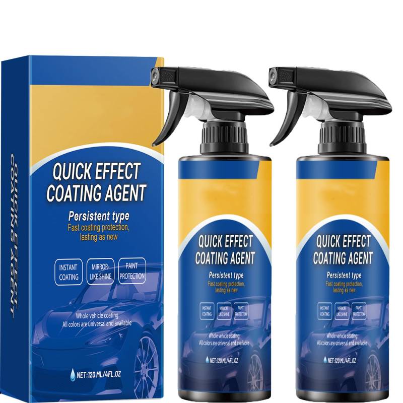 Quick Effect Coating Agent for Car,Advanced Car Quick-Acting Coating Agent Spray,Multi-functional Coating Renewal Agent,Car Scratch Wax Polish Spray Waterless Wash, Easy to Use (2PCS) von EasPowest