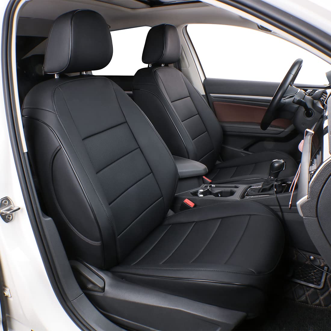 Easeadd Custom Sitzbezüge für Ford Focus MK3 Sitzbezüge 2012 2013 2014 2015 2016 2017 Trend, Titanium, ST-line - Schwarz(Dicke Streifen) von Easeadd